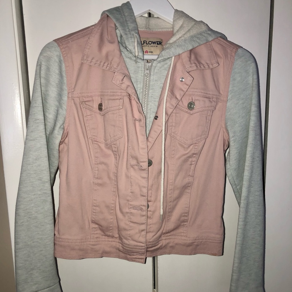 Grey and Pink Cropped Jacket